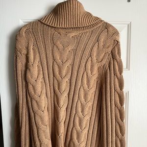 Banana Republic tan crochet thick turtleneck sweater